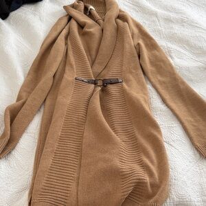 Ellen Tracy Camel Cardigan with Belt